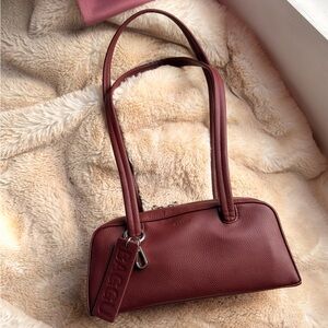 BAGGU Small Recycled Leather Bowler Bag in Mahogany